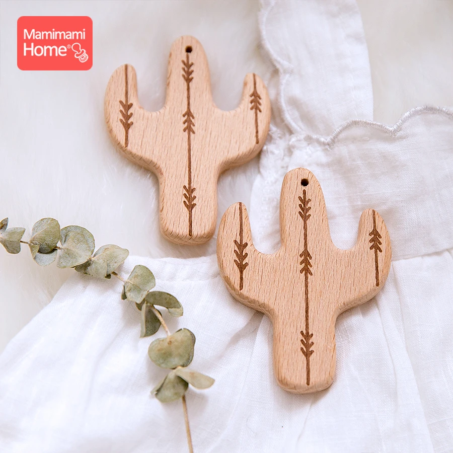 

Mamihome 1pc Baby Wooden Teether Beech Pacifier Pendant Cactus Baby Wooden Rodent BPA Free Holder Teething Toys Childen'S Goods