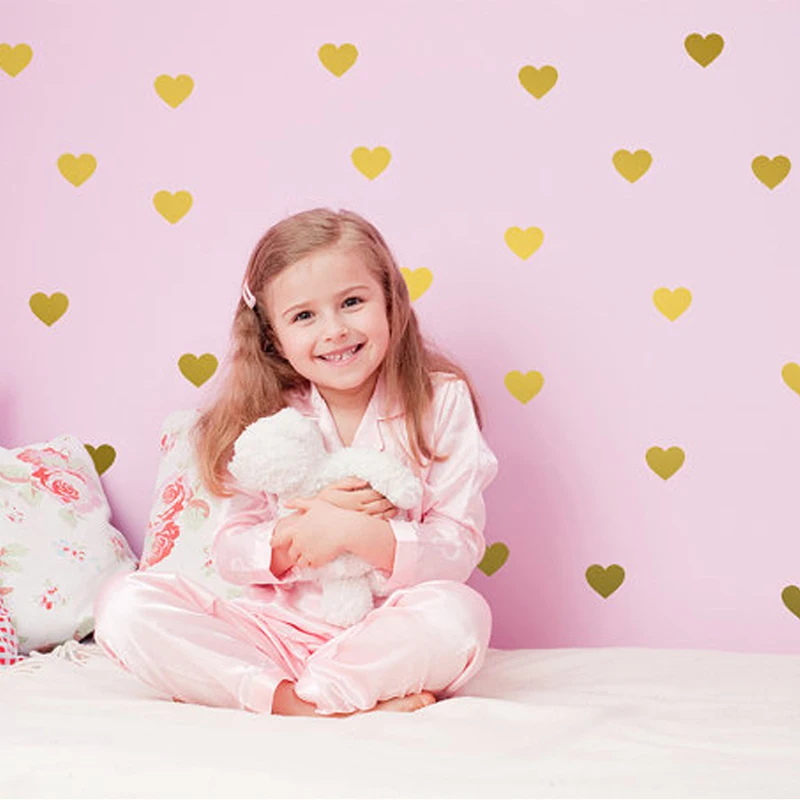 

45pcs Art Silver Gold Little Hearts Wall Stickers Wall Decals, Removable home decoration art Wall Decals for Kids Room decor