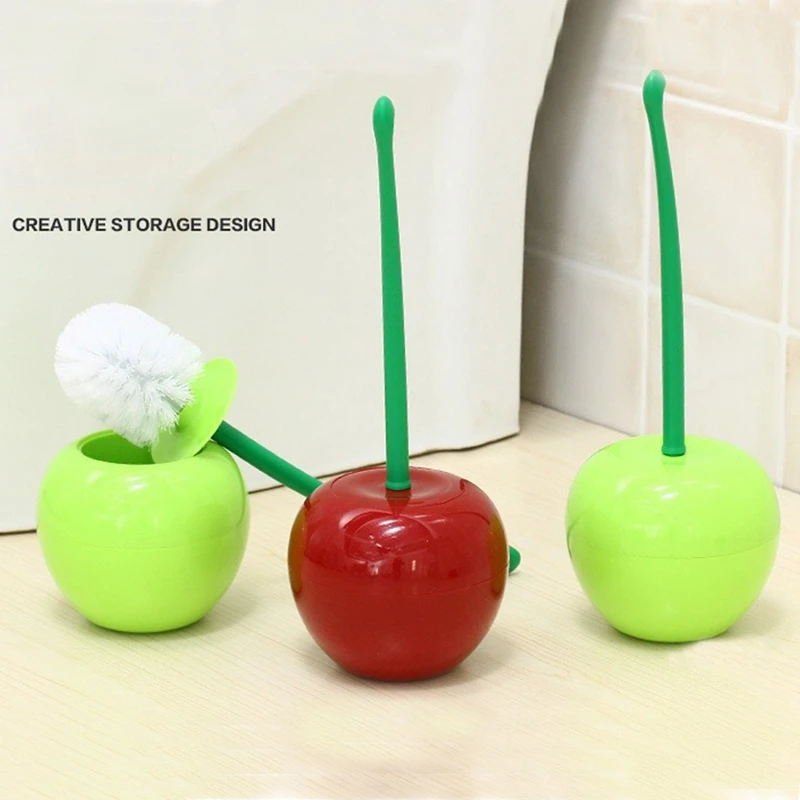 

Shower Room toos toilet brush wc toilet Creative Lovely Cherry Shape Lavatory Brush Toilet Brush Holder Set
