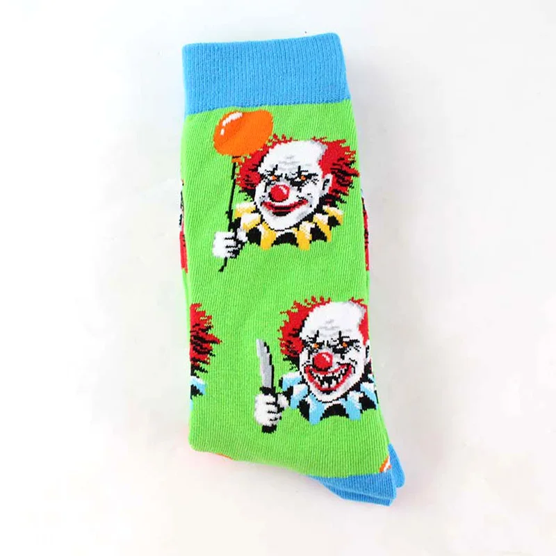 Happy Socks, новинка, мужские носки с рисунками животных, женские винтажные носки с масляной краской, Акула, Мона, Лиза, Короткие забавные хлопковые носки с креативным рисунком - Цвет: Green clown