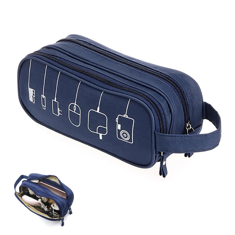 2 Layer Large Capacity Digital Gadget Storage Bag Travel Earphone