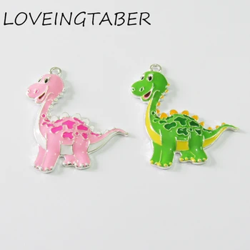 

Newest 47mm*38mm 10pcs /lot Full Enamel Dinosaur Pendant For Fashion Kids Neckalce Making