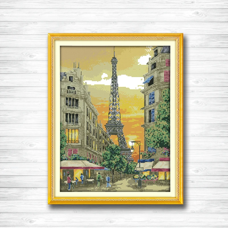 

The iron tower with sunset Beautiful Scenery dmc 14CT 11CT counted cross stitch Needlework Set Embroidery kits Home decor crafts