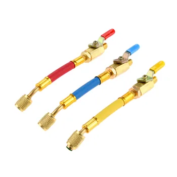 

3Pcs 7" R134A R410a Refrigerant HVAC AC A/C Charging Hoses With Ball Shut Off Valves 1/4" SAE Fittings 600PSI Air-conditioning