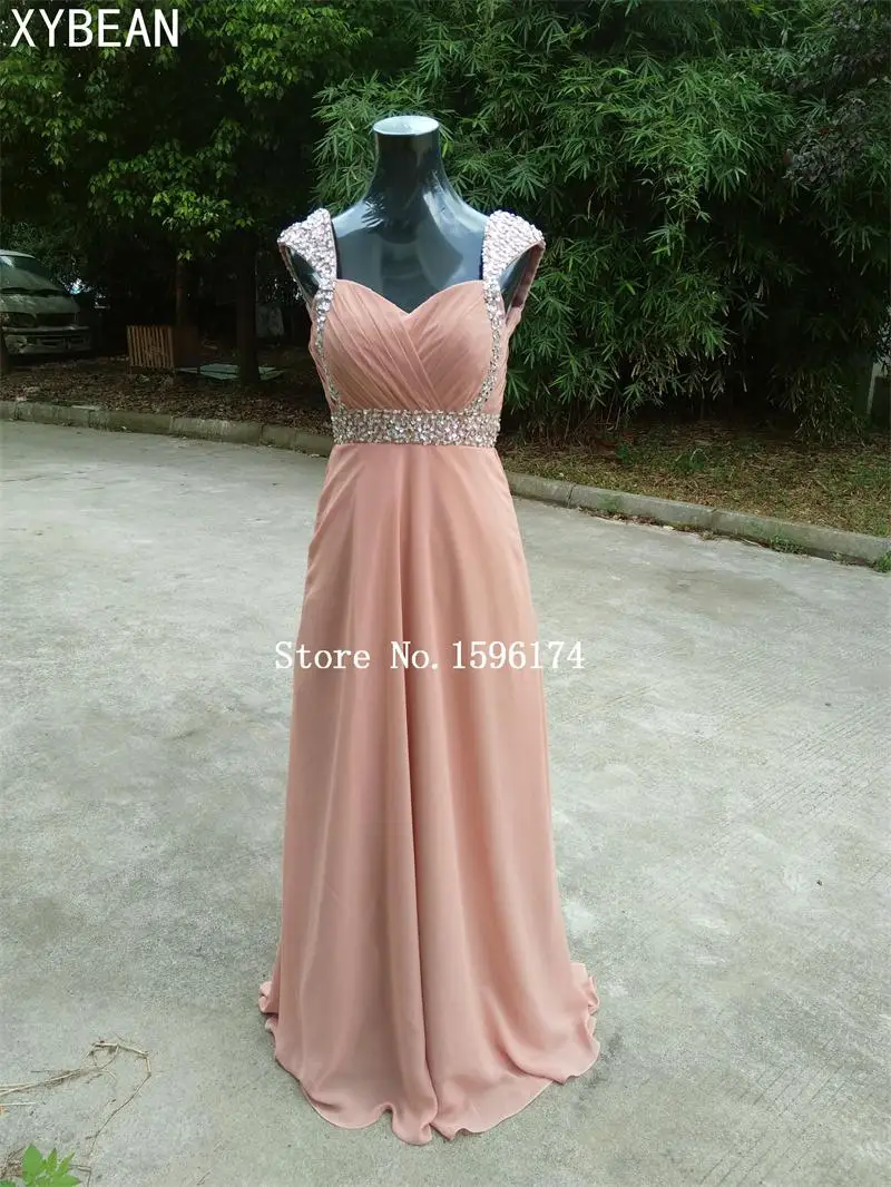 

Free Shipping ! Cheap Price ! In Stock ! Straps Sweetheart Beading Crystal Floor Lenght Chiffon Evening Dresses FS004