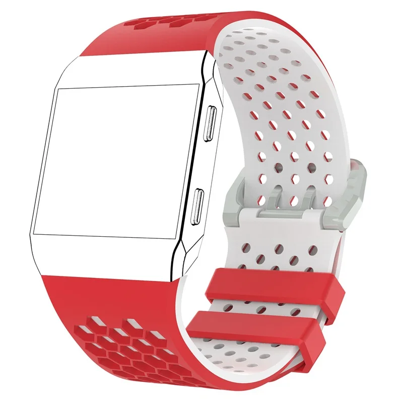 Проветриваемый силиконовый спортивный ремешок для часов для Fitbit ionic Смарт-часы Регулируемый сменный Браслет аксессуар Браслет для наручных часов - Цвет: Red white