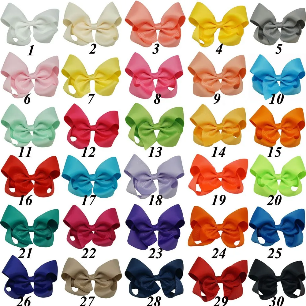 4-Pcs-lot-3-5-Sweet-Solid-Hairbow-Grosgrain-Ribbon-Hair-Bow-With-Clips-Boutique-Handmade
