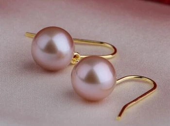 

hj 00603 AAA++10-11mm natural Australian south sea lavender pearl earring14k