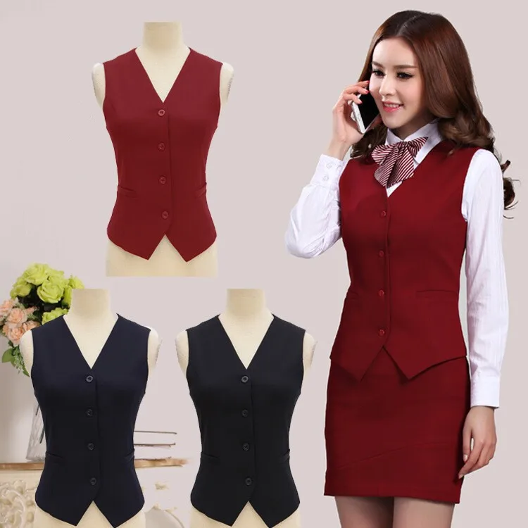 2015 fashion Upscale business career ladies vest work wear uniforms