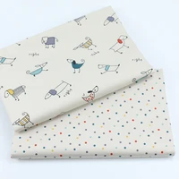 Syunss Beige Dog Dot Printed cotton twill fabrics for DIY bedding apparel the cloth patchwork baby dress handwork tissus Tecido