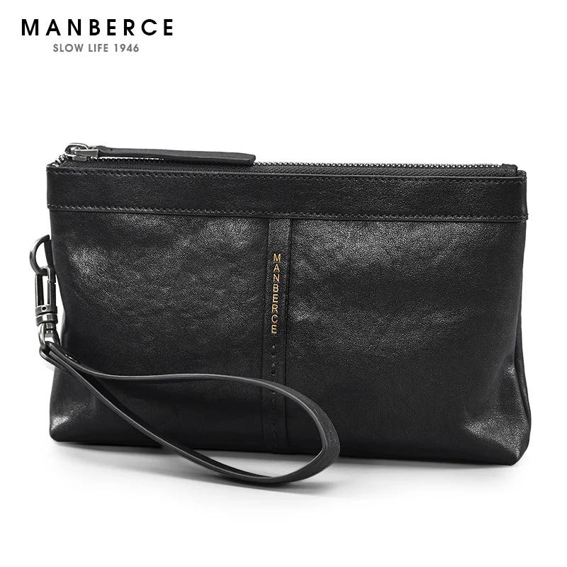 

MANBERCE Brand High Quality Men Clutch Bag Top Genuine Leather Handbags Large Capacity Men's Bag Cowhide Wallet Free Ship