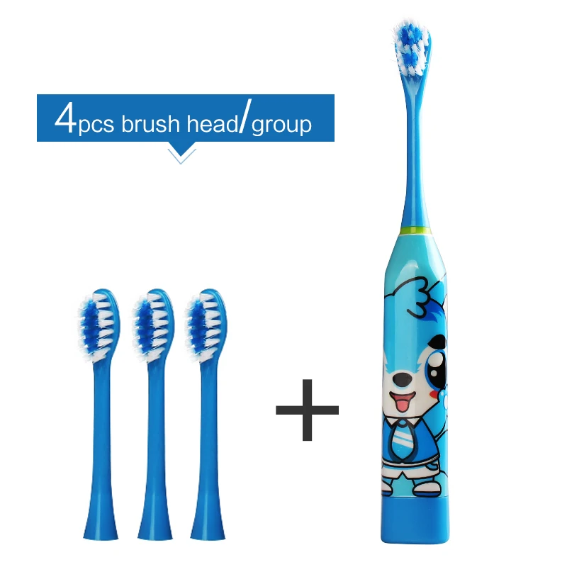 

4Pcs Replaceable Heads children electric toothbrush acoustic wave electric brush Soft Bristle kids tooth brush electric