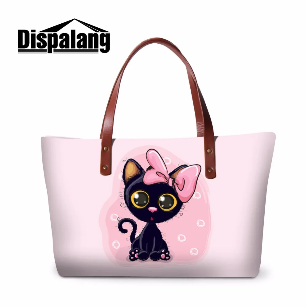 Dispalang Cute Cat Shoulder Handbag for Girls Large Capacity Hand Bag