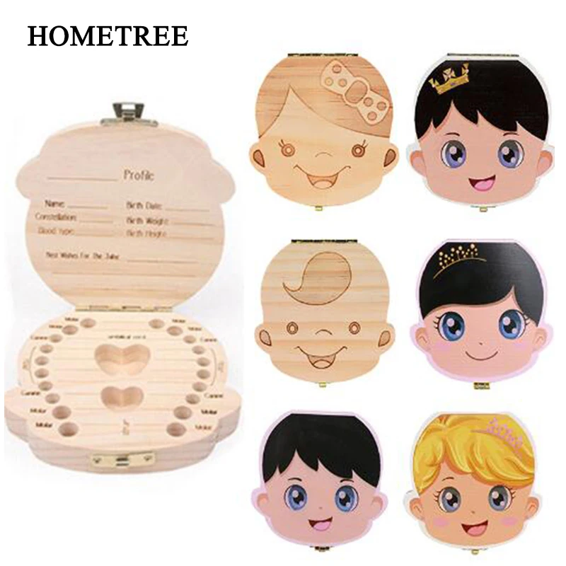 

HOMETREE 1Pc Children's Teeth Storage Collection Box English/Spain/Russian/ Commemorative Tooth Umbilical Cord Storage Box H698