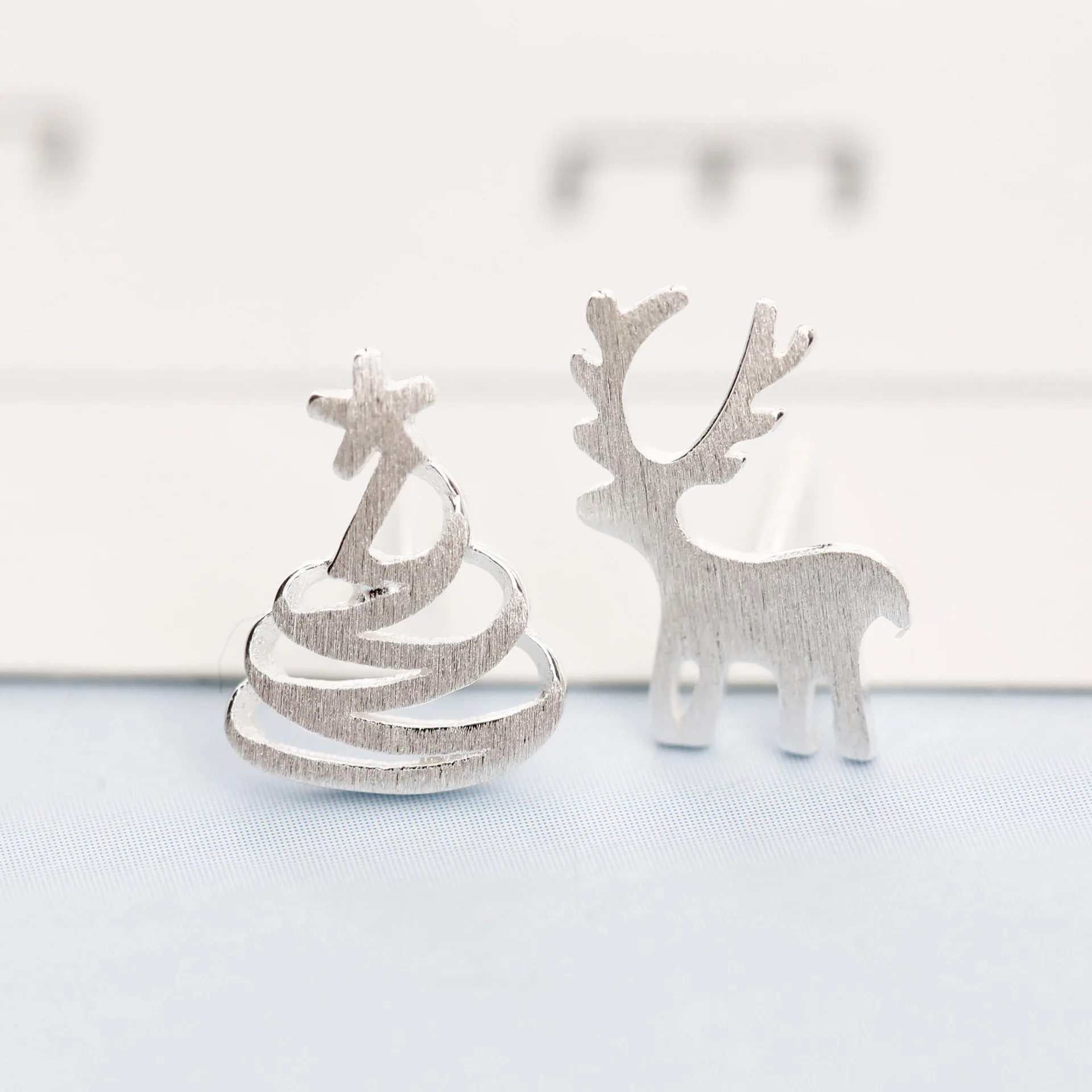 elk christmas tree earring 100% 925 Sterling silver Jewelry fashion Hypoallergenic Stud earrings for women gift