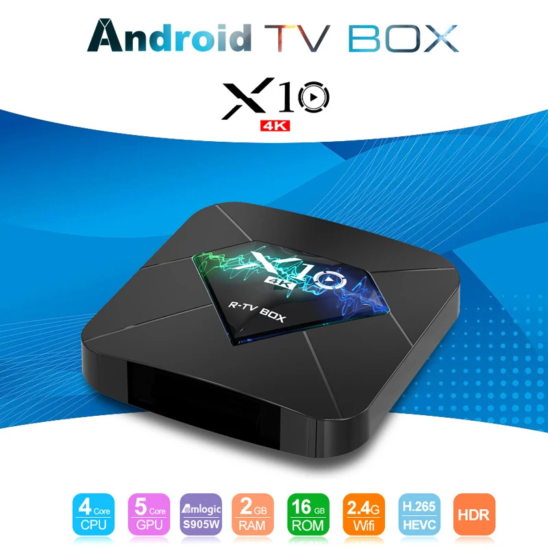 Smart Android ТВ коробка X10 Android 7,1 Amlogic S905W 4 ядра 2 GB/16 GB 2,4G Wi-Fi 4 K H.265 UHD HDMI 2,0 Smart Media Player