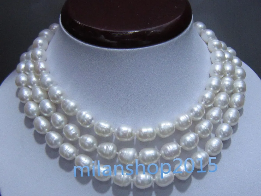 

10x10 jewerly free shipping >>>triple strands SOUTH SEA AAA 10x12 MM BLACK PEARL NECKLACE Selling