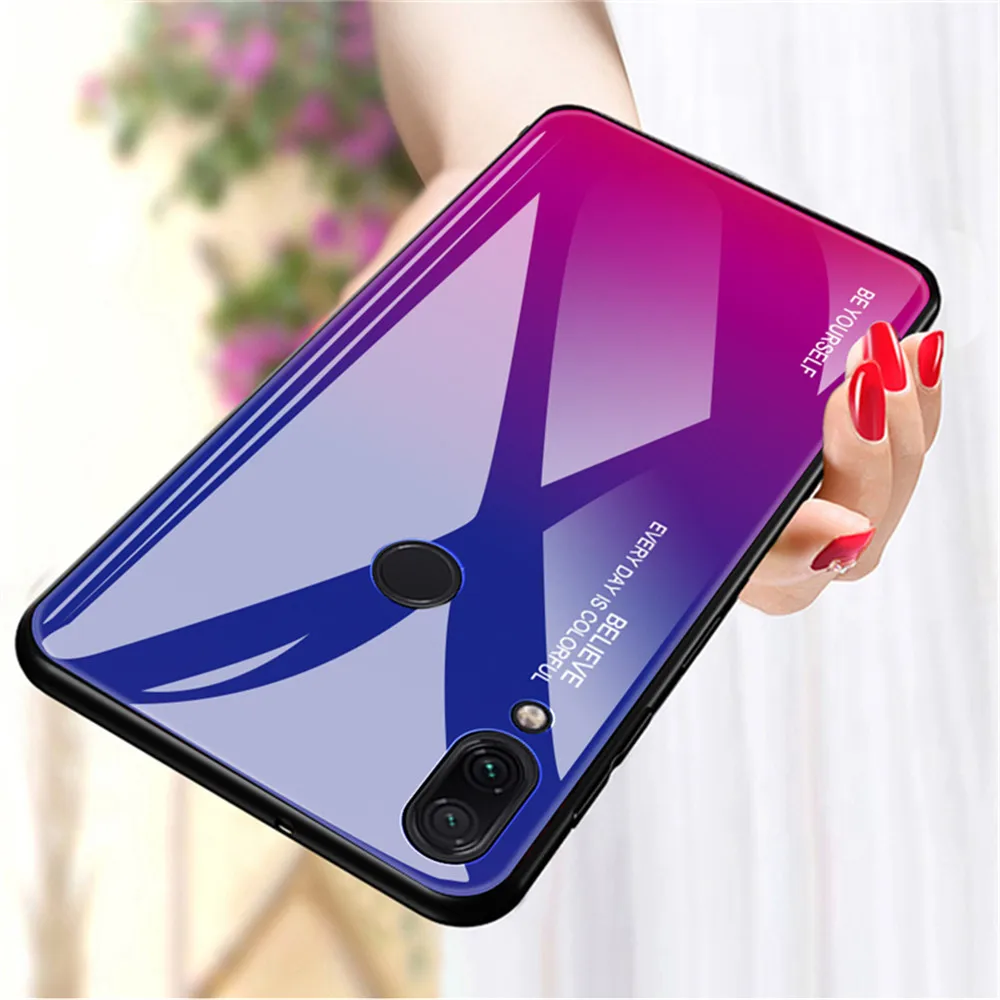 

Gradient Tempered Glass Case For Xiaomi Redmi Note 7 5 6 Pro 4X Mi 8 9 A2 Lite Pocophone F1 Capa Cover on Redmi Note 7 Pro Case