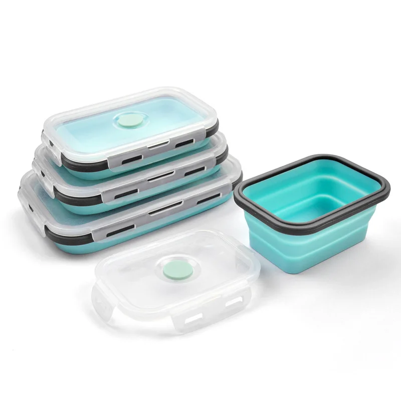 Silicone Eco Friendly FoldingFDA Silicone Collapsible Bento Lunch Box