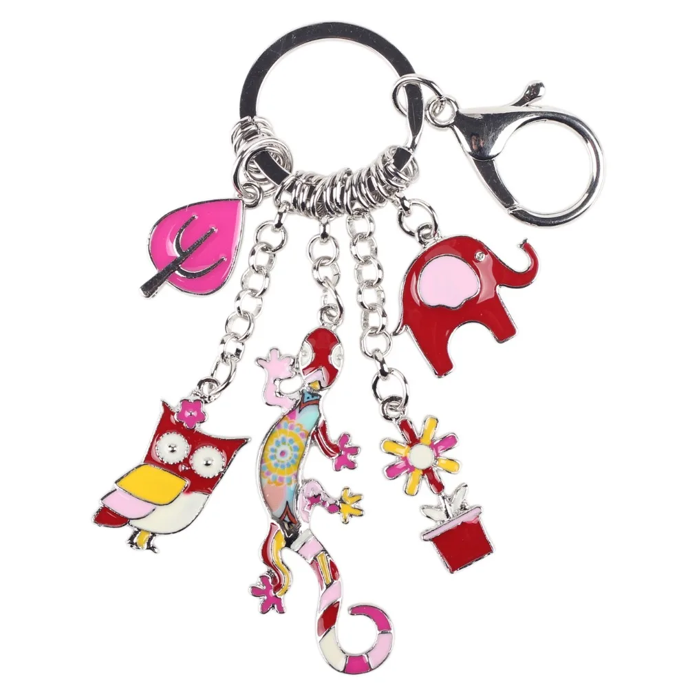 Женский брелок с эмалью Gecko Lizard Owl Elephant Ювелирное Украшение 2019|key chain|key key chainelephant