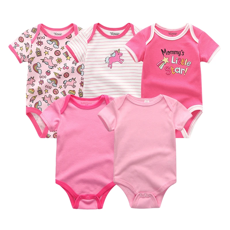 2018 New 5PCS/LOT Baby Clothes Boy Girl Short Sleeve Cotton O Neck 0 12M Novel Newborn Roupas de