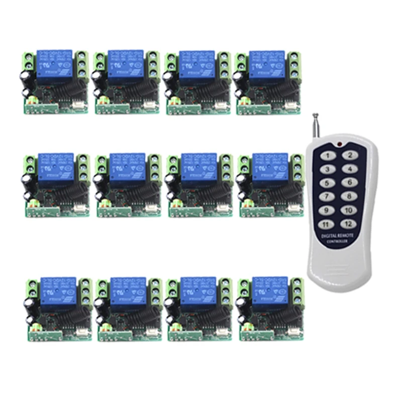 

DC 12V 315MHz 1Channel Wireless Remote Control Switch System 1 Transmitter + 12 Receiver 4307