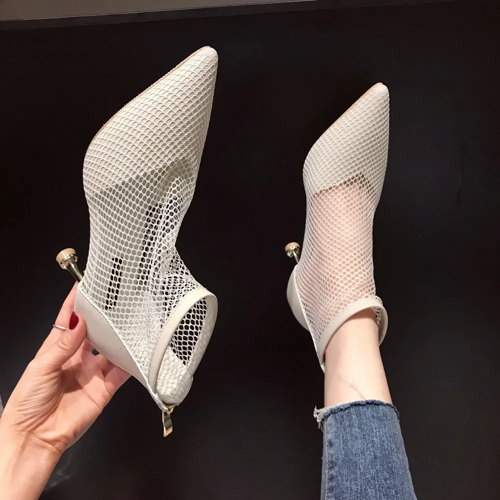 Botas mujer feminina/Женская обувь модные Универсальные дышащие ботинки на шпильке