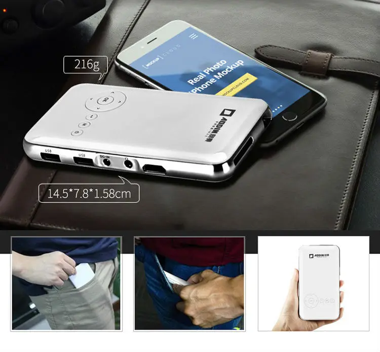 Aodin M6S mini portable 1080P DLP Projector 1GB/RAM 32G/ROM Android4.4 bluetooth4.0 wifi HDMI in