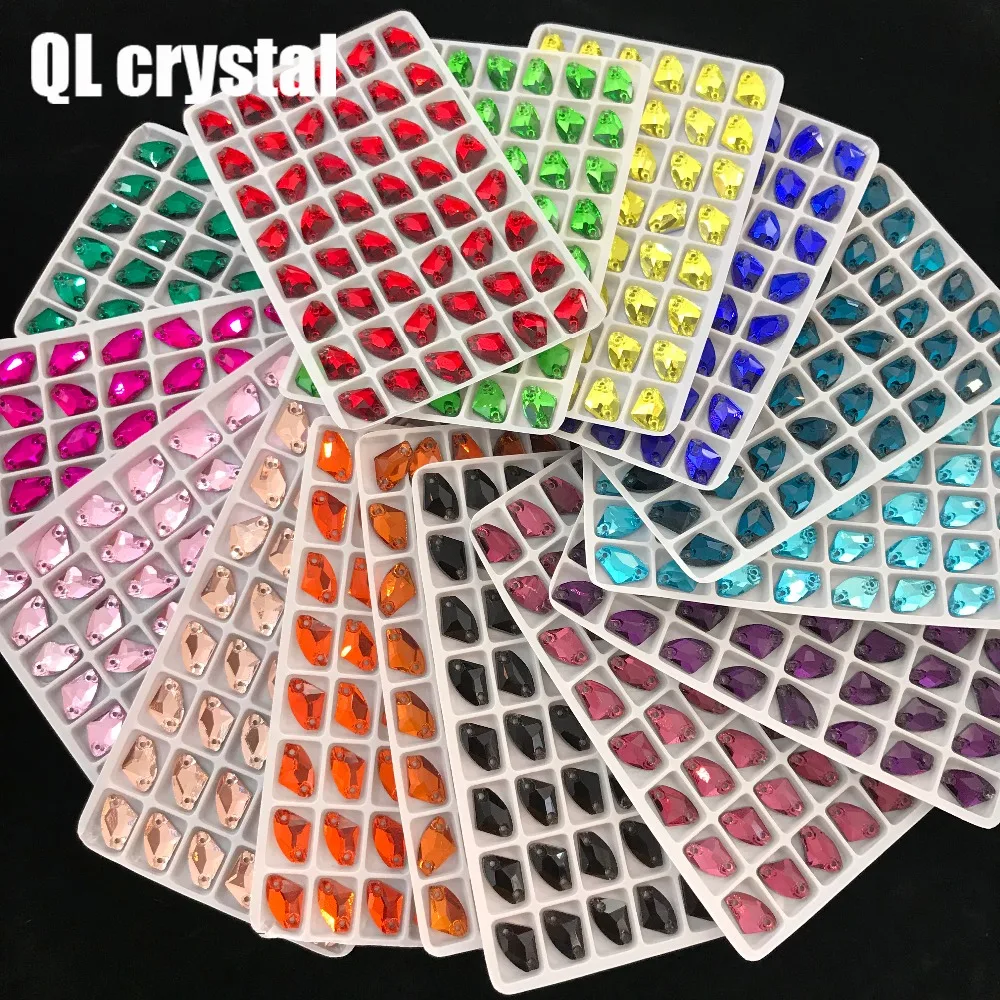 

QL Crystal 9x14mm Galactic AX Sew on Crystal Rhinestone Flatback Glass crystal sew on for Wedding dress clothing