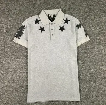 

High New Novelty 2017 Men High Embroidery 7 4 star Fashion Polo Shirts Shirt Hip Hop Skateboard Cotton Polos Top Tee S-2XL #B84