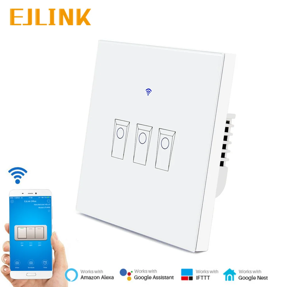 

EJLINK EU UK Wifi Touch Switch Touch/WiFi/APP Remote Control Smart Home Controller Wall Touch Light Switch Work with Alexa