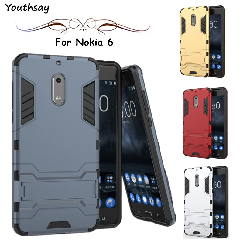 sFor Cover Nokia 6 Case Silicone Luxury Protective Robot Rubber Armor