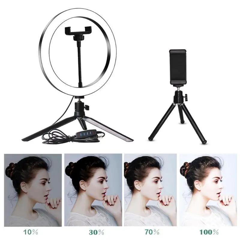 

14.5cm USB Interface Dimmable LED Selfie Ring Light Camera Phone Photography Video Makeup Lamp With Tripod Phone Clip
