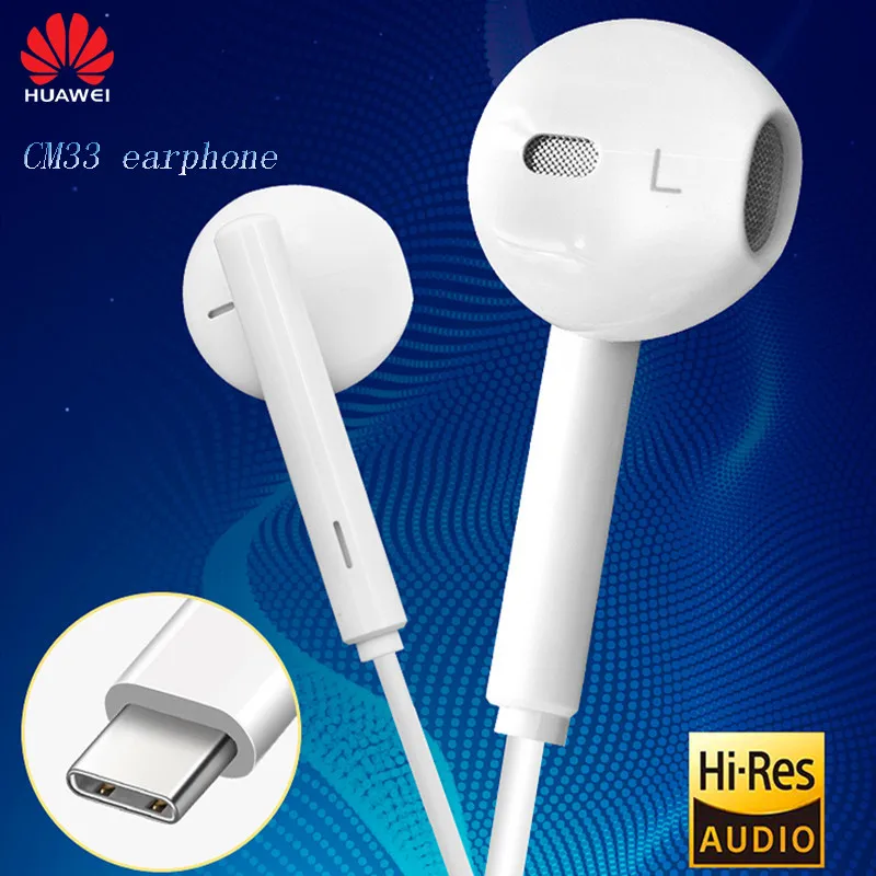 

HUAWEI Original CM33 Earphone USB Type-C In Ear Hearphone Headset Mic Volume HUAWEI Mate 10Pro 20 X RS P20 30 Note 10