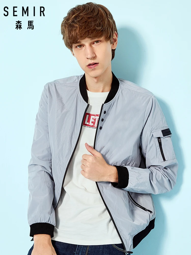 

SEMIR Mens Jacket with Stand-up Collar Men's Baseball Jacket Bomber Jacket with Zip Male Fashion Streetwear Clothes for Autumn