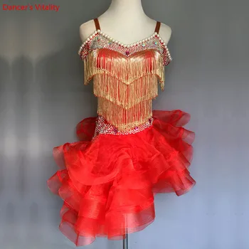 

Custom Made Luxury Latin Dance Competition Dress Women/Girls Latin Ballroom Waltze Sala Dance Stage Performance Costumes
