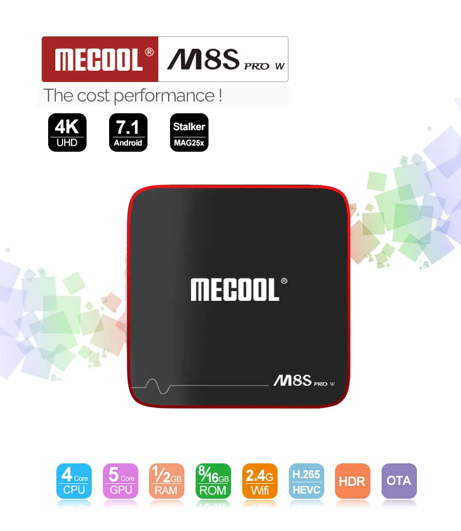 MECOOL M8S PRO W Android 7,1 ТВ приставка Amlogic S905W четырехъядерный 2 ГБ/16 ГБ 2,4G wifi H.265 1080p 4K Youtube Netflix MECOOL M8S PLUS