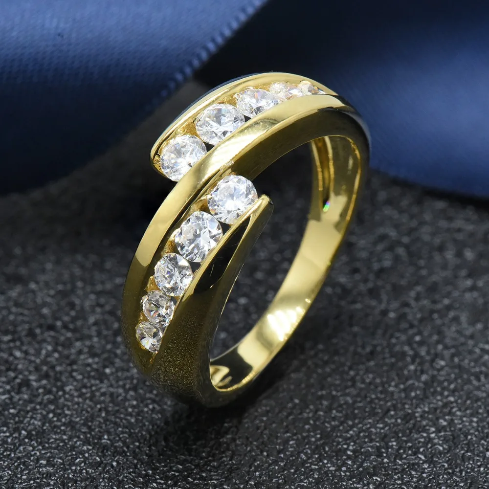 Hutang женское кольцо из желтого золота с прозрачным кубическим цирконием, Твердое Серебро 925 пробы, для свадьбы, помолвки, хорошее ювелирное изделие, подарок для нее