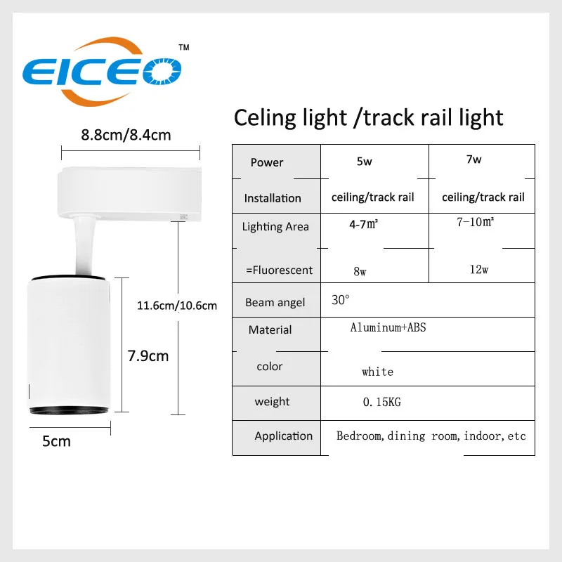 led track light 5w rail ceiling spotlight new  (5)