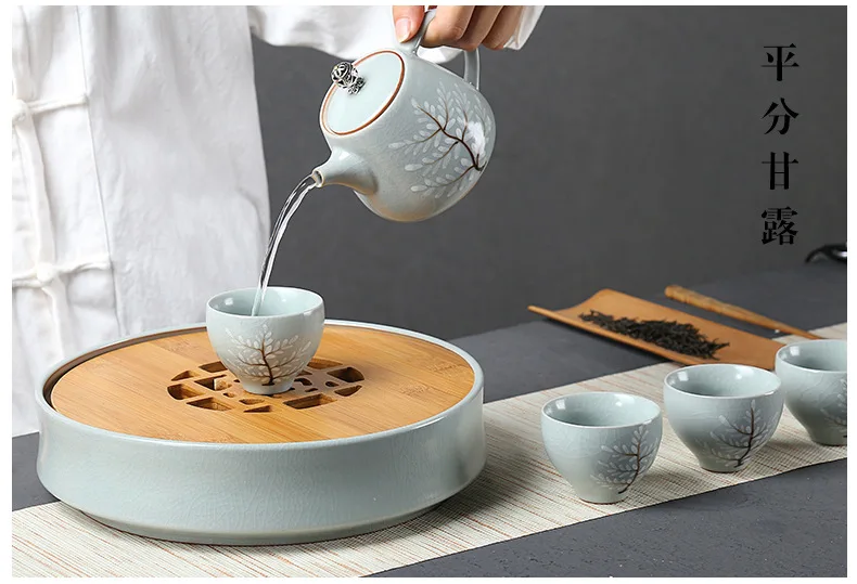 Ru чайный набор кунг-фу Ru Ci путешествия чайные чашки офис Домашний керамический чайный поднос