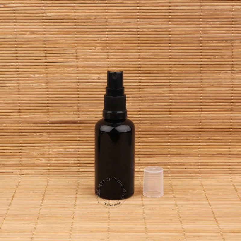 3pcs/Lot Promotion Glass 50ml Essential Oil Bottle Black Cosmetic Atomizer Lid Container Spray liquid Pot 50g Vial | Красота и