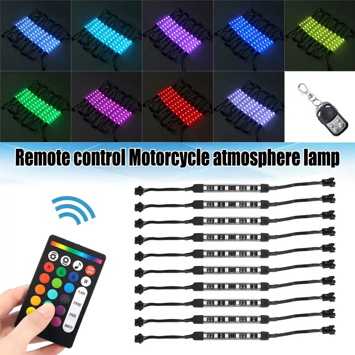 10X LED Strips Motorcycle Car RGB Light 12V 5050 60SMD Interior Ambient