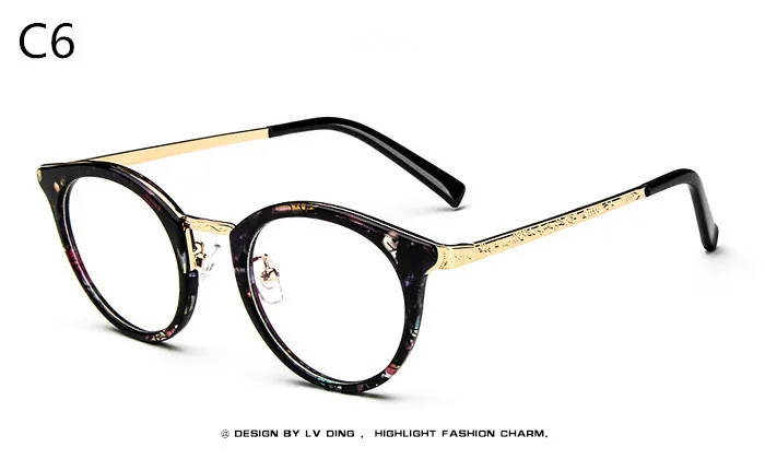 Новая корейская мода металлическая ножка очки Женские Ретро брендовый дизайн круглые плоские зеркальные оптические рамки мужские художественные Рамки печать рамка