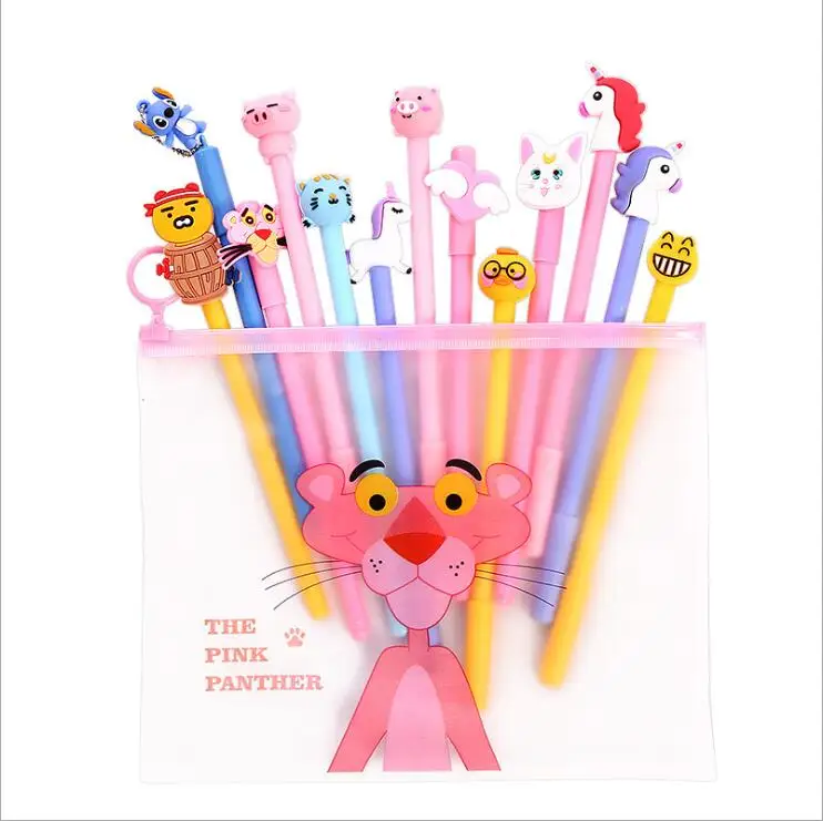 

20pcs/lot Unicorn Pink Panther Gel Ink Writing Pens Office Study Materials Kids Birthday School Takeaways Party Favor Goodie