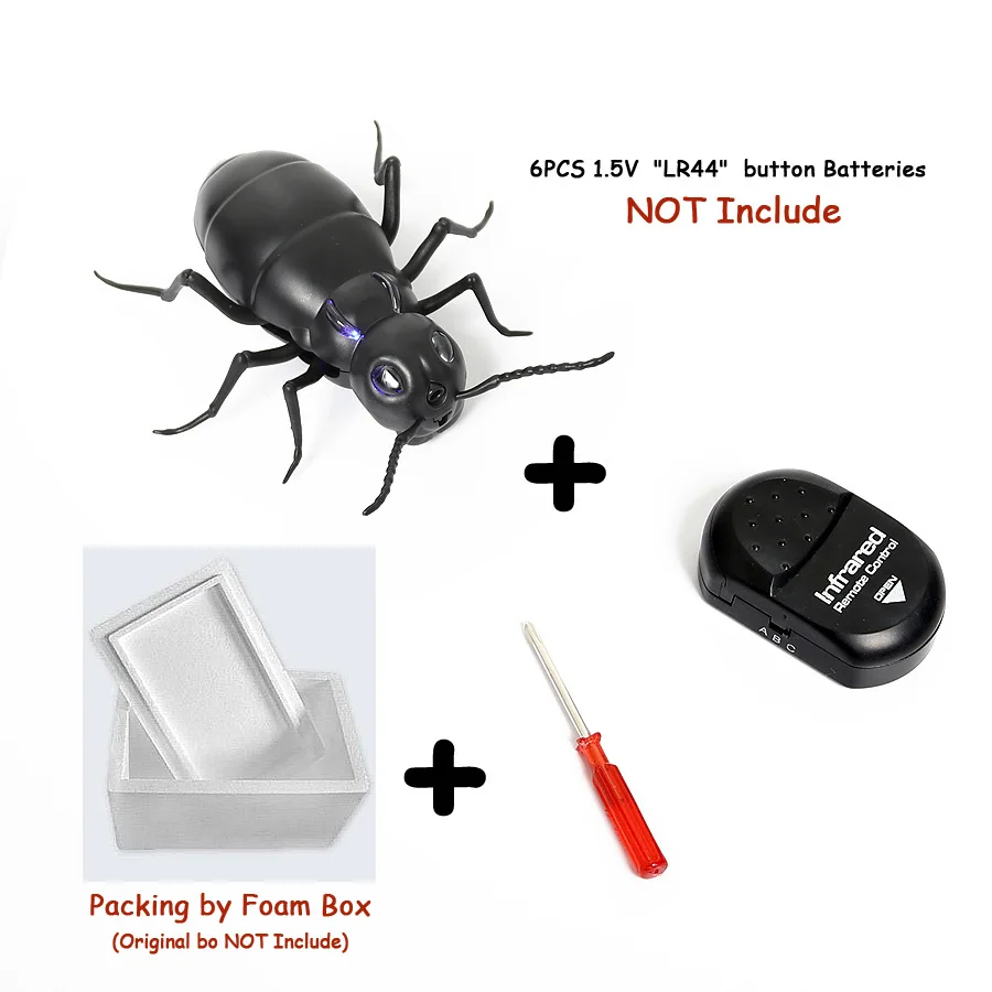 Инфракрасный фонарь RC пульт дистанционного управления тараканов муравей, новинка электрическая игрушка на радиоуправлении выглядят настоящие Шутки Игрушки Насекомые шутка страшилка жуки вечерние игрушки - Цвет: Ant NO Batteries