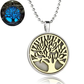 

The Tree of Life Light Round 30mm Luminous gold-color Pendant Necklace Gift Fluorescent Glow In Dark For Lover Distribution