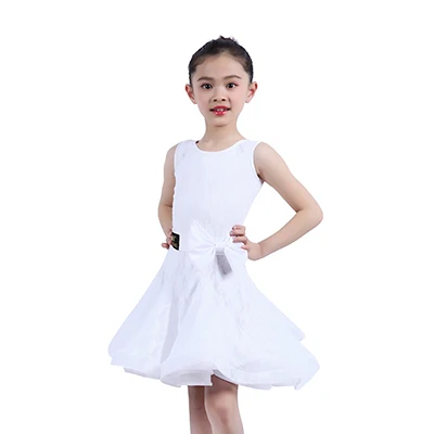 Латинский платье для танцев для девочек с длинным рукавом Кружева Стандартный конкурентоспособная платья Детские бальные детские Samba одежда для танго танцевальная одежда DN5019 - Цвет: white dress 2