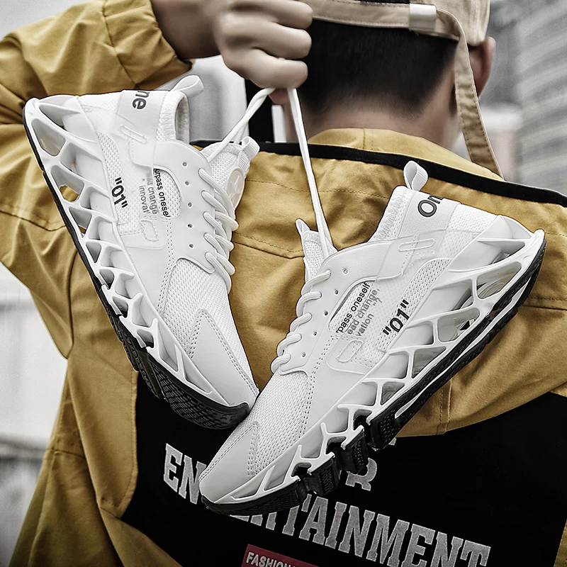 

Zanvllchy 2019 New Arrival Blade Sole Men Sneakers White Breathable Casual Shoes Red Zapatillas De Correr Hombre Brand Trainers