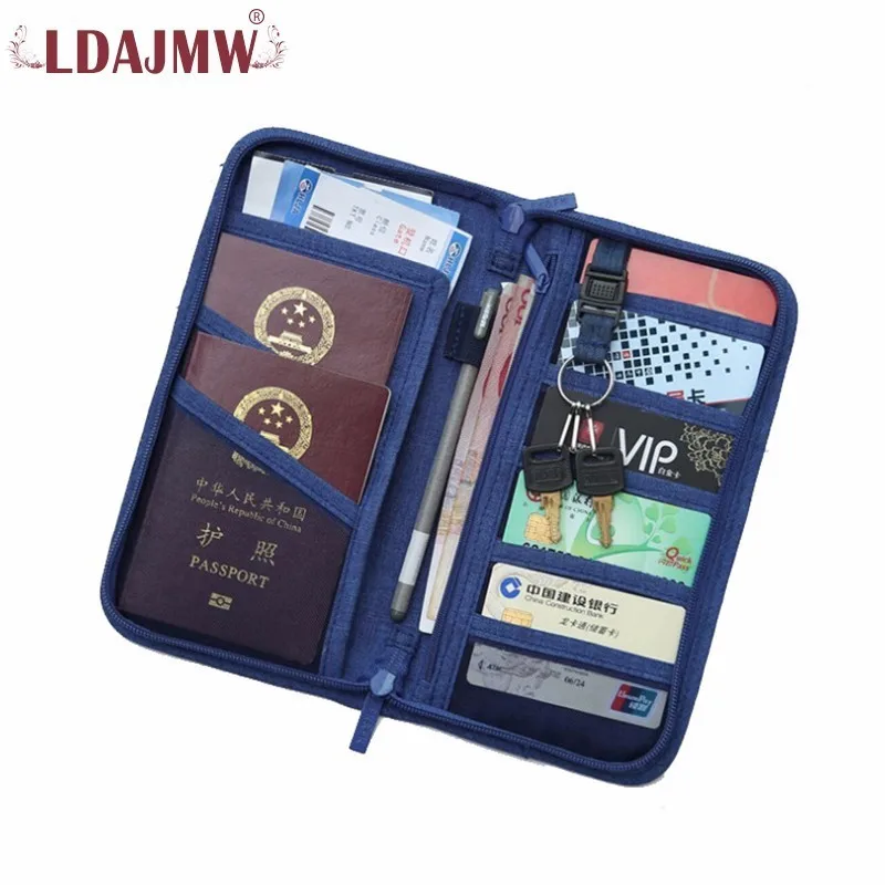 

LDAJMW New Pattern Unisex Zipper Nylon Wallet Passport Card Tickets Holder With Key Ring Female Purse Men Wallets