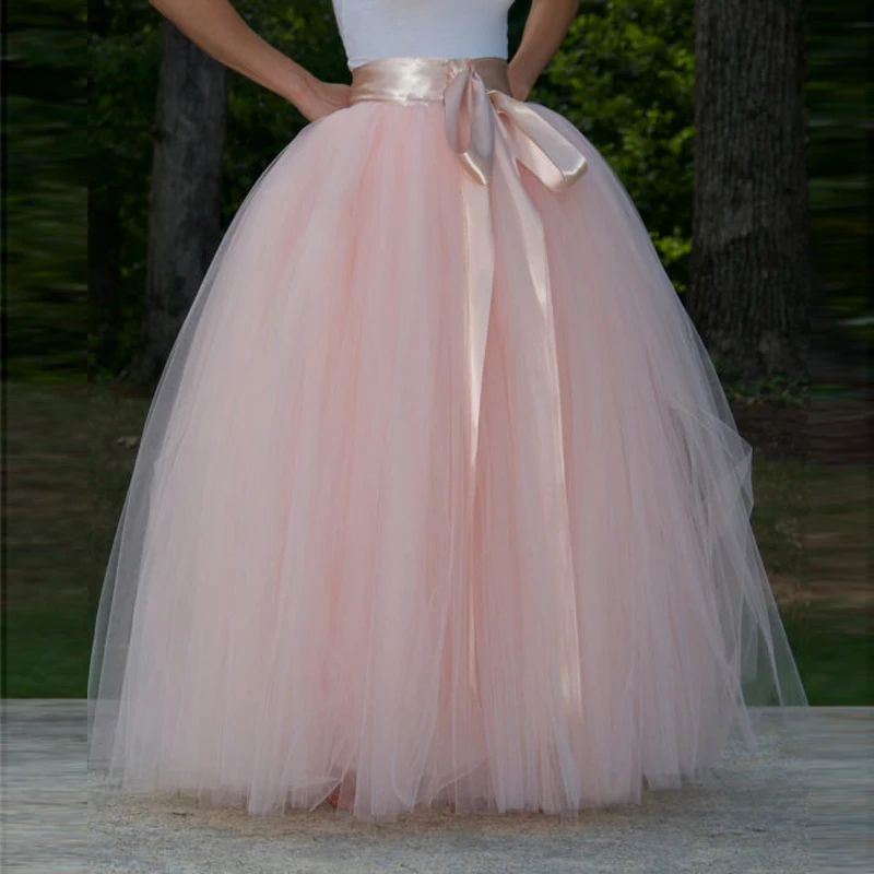 Супер пышная розовая фатиновая юбка высокое качество длина до пола бальное платье официальная юбка для вечеринки с поясом Экстра слоеная Свадебная юбка для невесты
